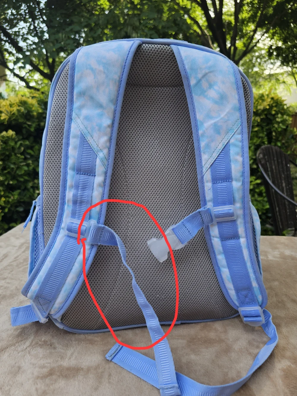 Pottery Barn Kids Blue Tie-Dye Backpack with Rainbow Front Pocket